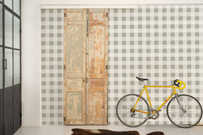 Large Gingham  Wallpaper - Matcha