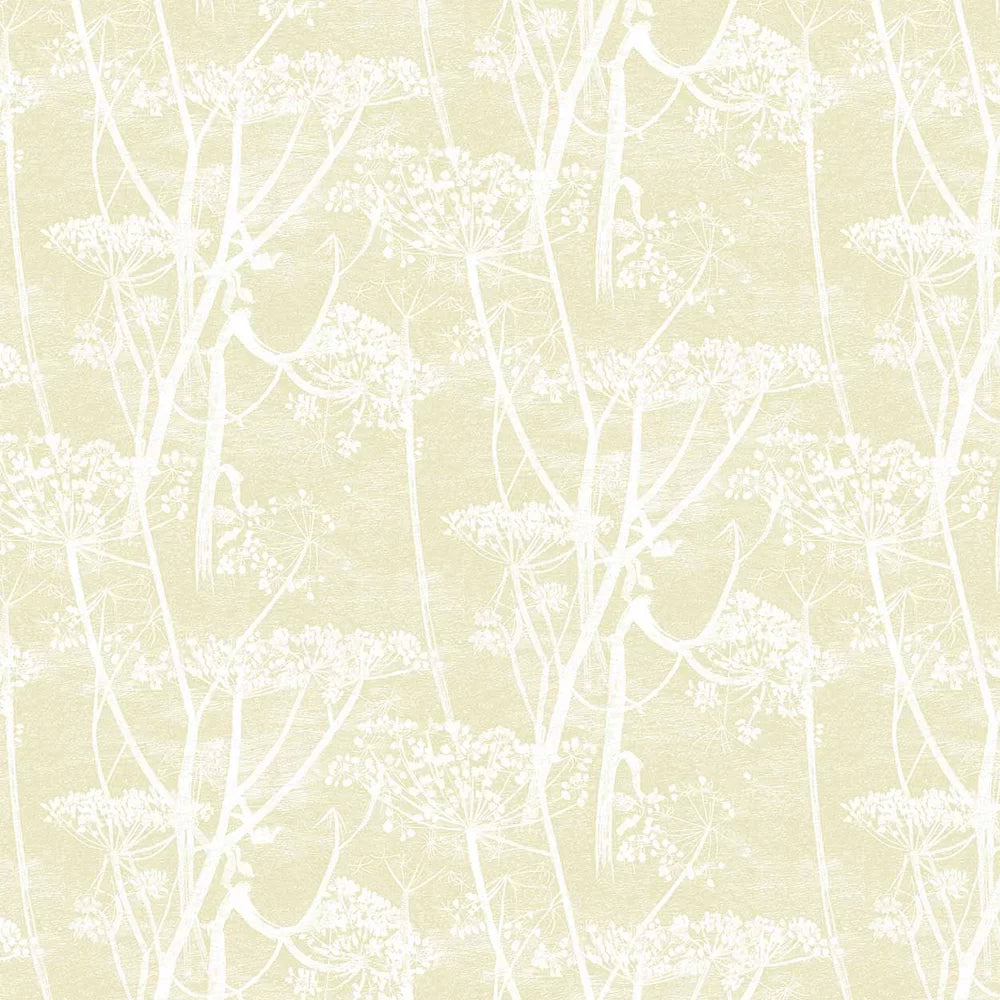 Cow Parsley Wallpaper - Straw on White