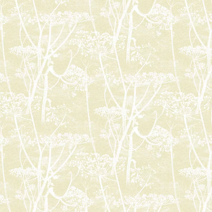 Cow Parsley Wallpaper - Straw on White