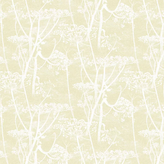 Cow Parsley Wallpaper - Straw on White