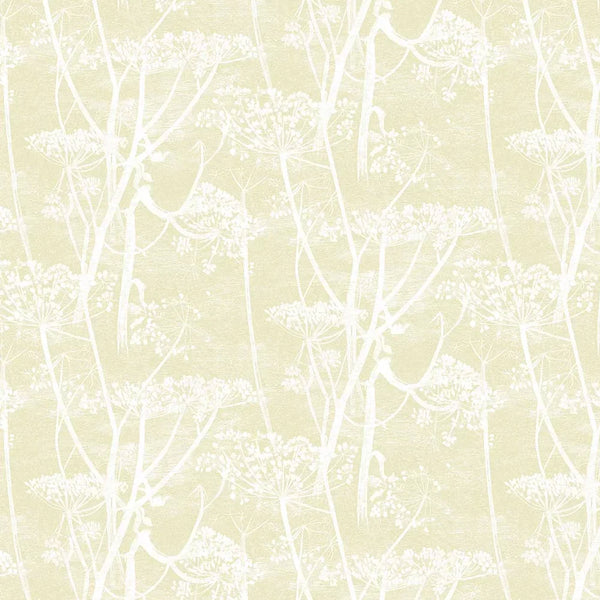 Sample - Cow Parsley Wallpaper - Straw on White