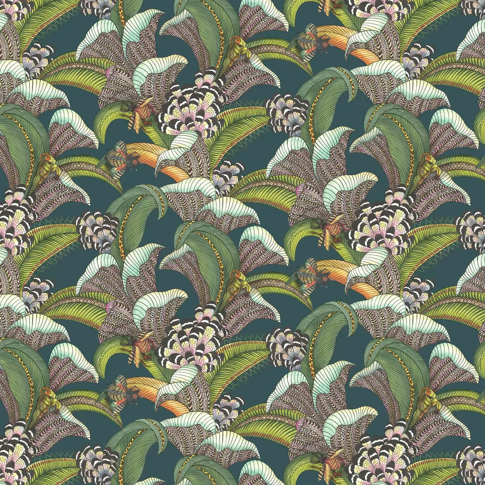 Sample - Hoope Wallpaper - Forest Green on Dark Viridian