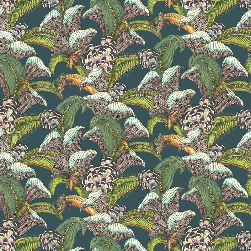 Sample - Hoope Wallpaper - Forest Green on Dark Viridian
