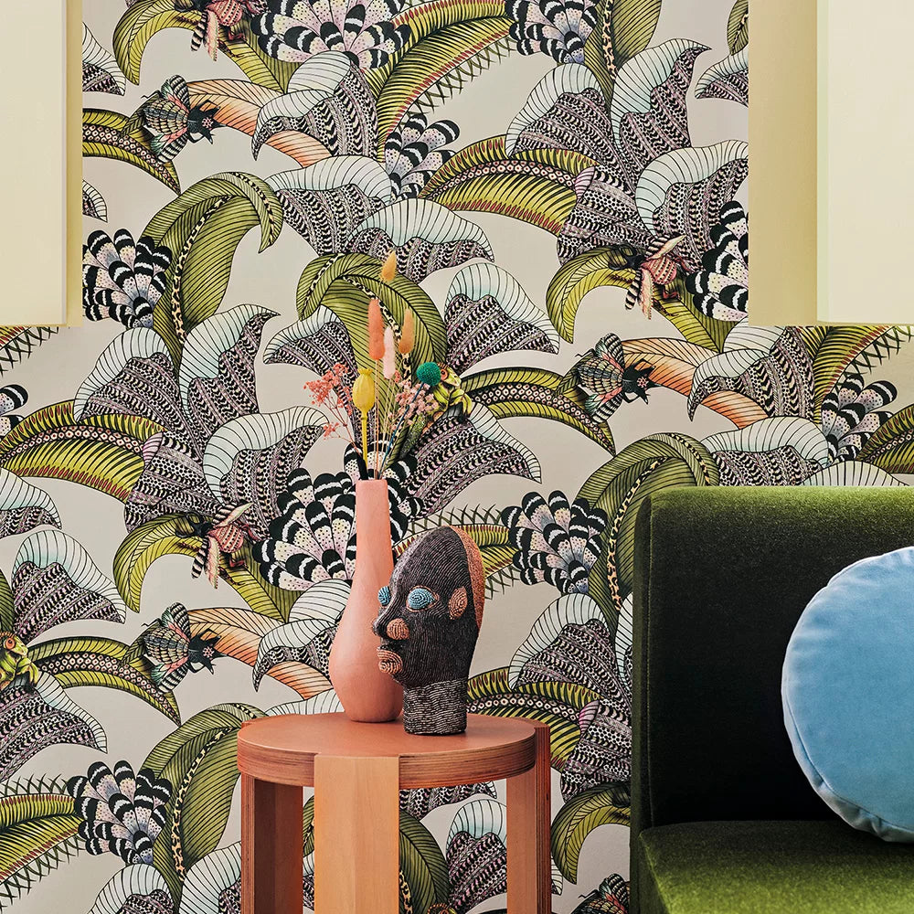 Hoope Wallpaper - Olive on Cream