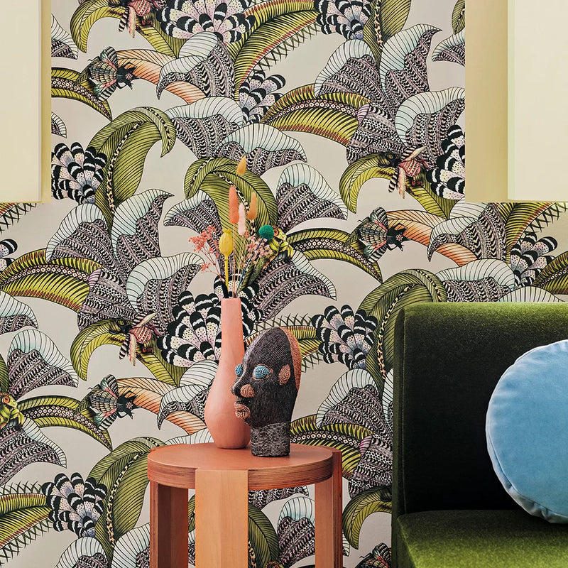 Hoope Wallpaper - Olive on Cream