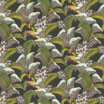 Hoope Wallpaper - Olive Green on Black