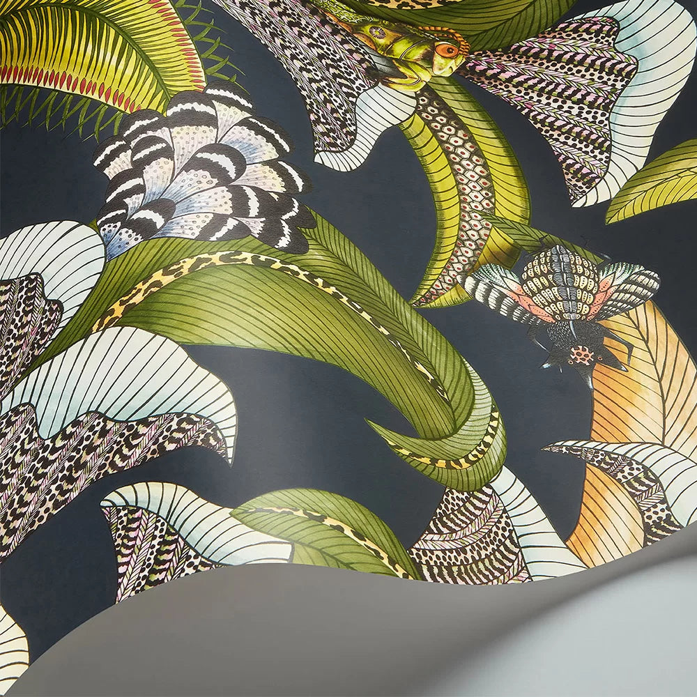 Hoope Wallpaper - Olive Green on Black