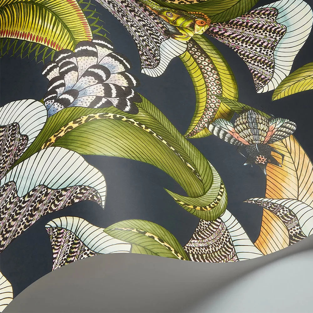 Sample - Hoope Wallpaper - Olive Green on Black