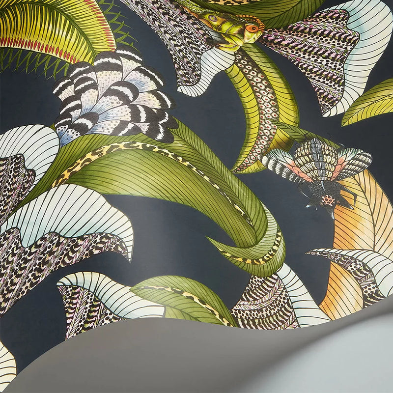 Sample - Hoope Wallpaper - Olive Green on Black