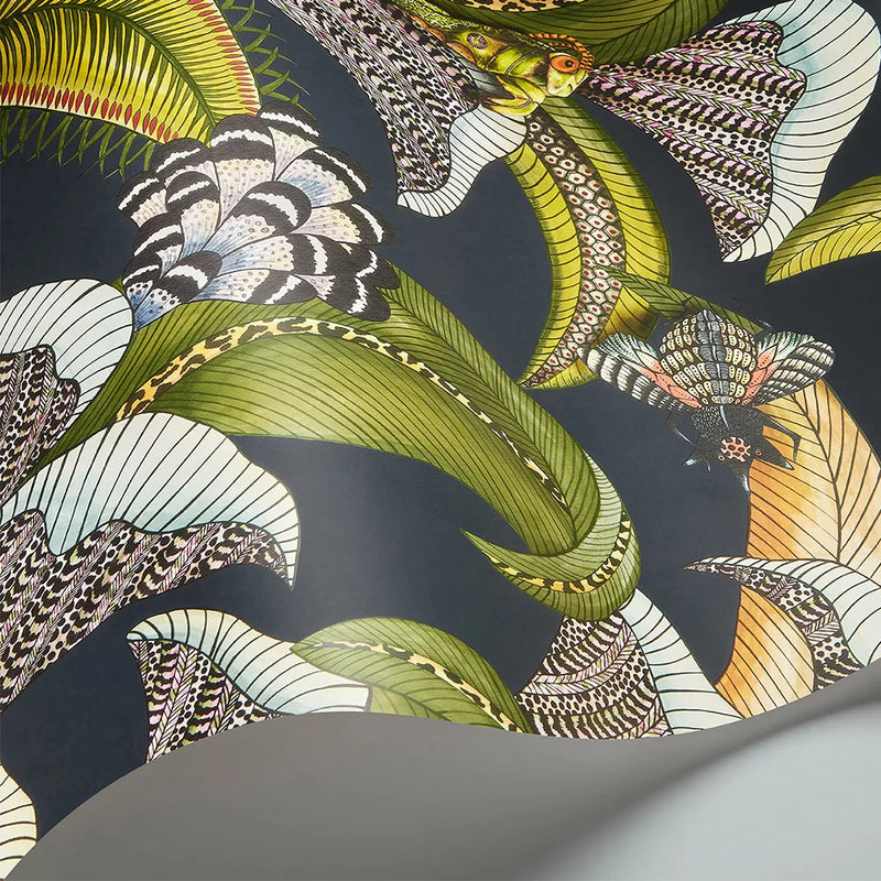Hoope Wallpaper - Olive Green on Black