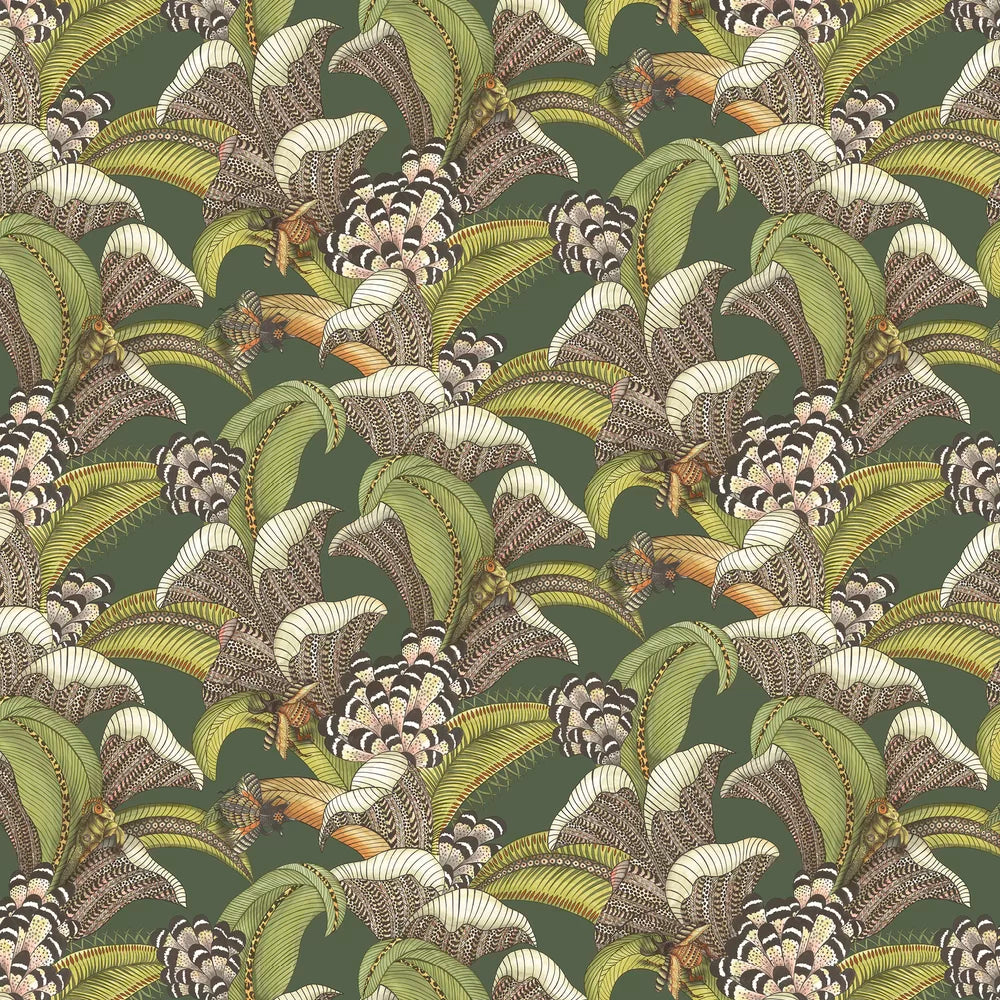 Sample - Hoope Wallpaper - Spring Green on Forest