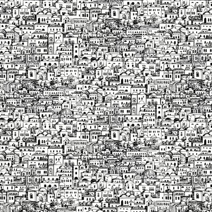 Mediterranea - Cityscape Wallpaper - White & Black