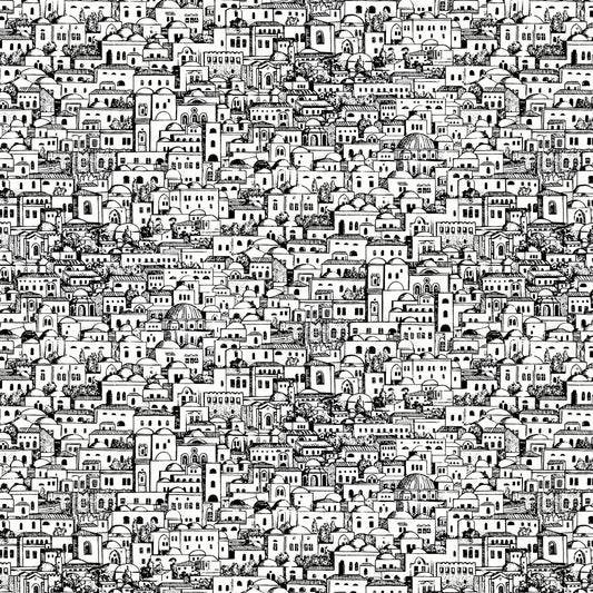 Mediterranea - Cityscape Wallpaper - White & Black