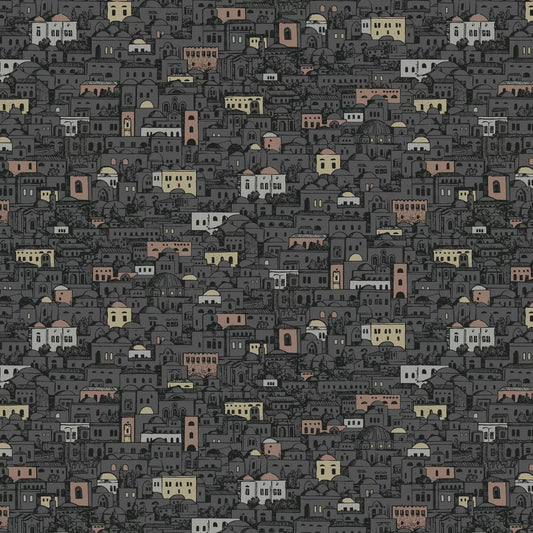 Mediterranea - Cityscape Wallpaper - Charcoal/Metallics