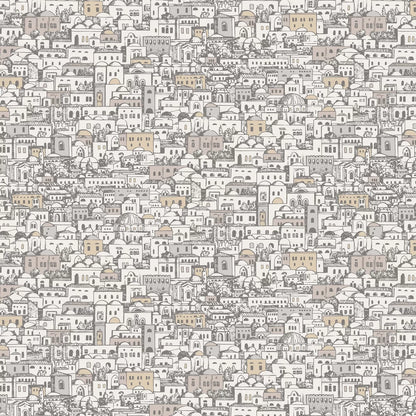 Mediterranea - Cityscape Wallpaper - Parchment & Gilver