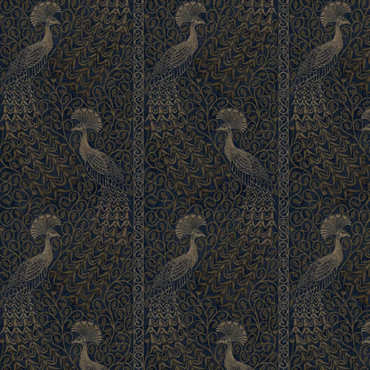 Pavo Parade Peacock Wallpaper - Metallic Bronze/Midnight
