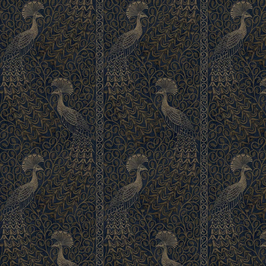 Pavo Parade Peacock Wallpaper - Metallic Bronze/Midnight