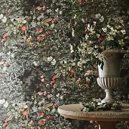 Woodland Wallpaper - Coral/Olive/Charcoal