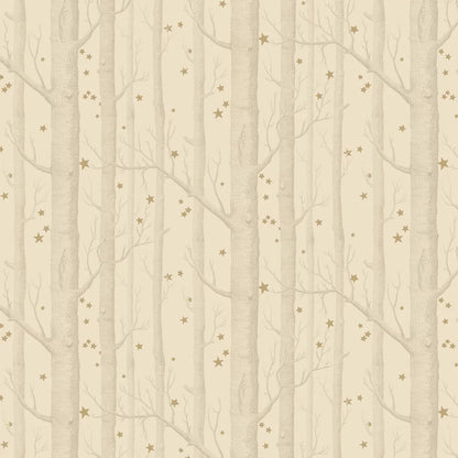 Woods and Stars Wallpaper - Buff and Gold