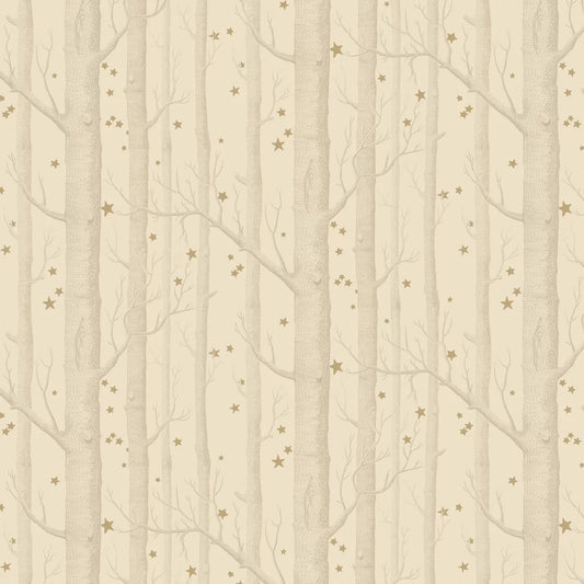 Woods and Stars Wallpaper - Buff and Gold