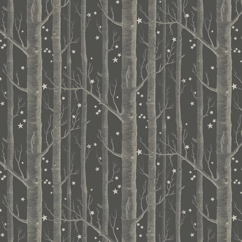 Woods and Stars Wallpaper - Charcoal