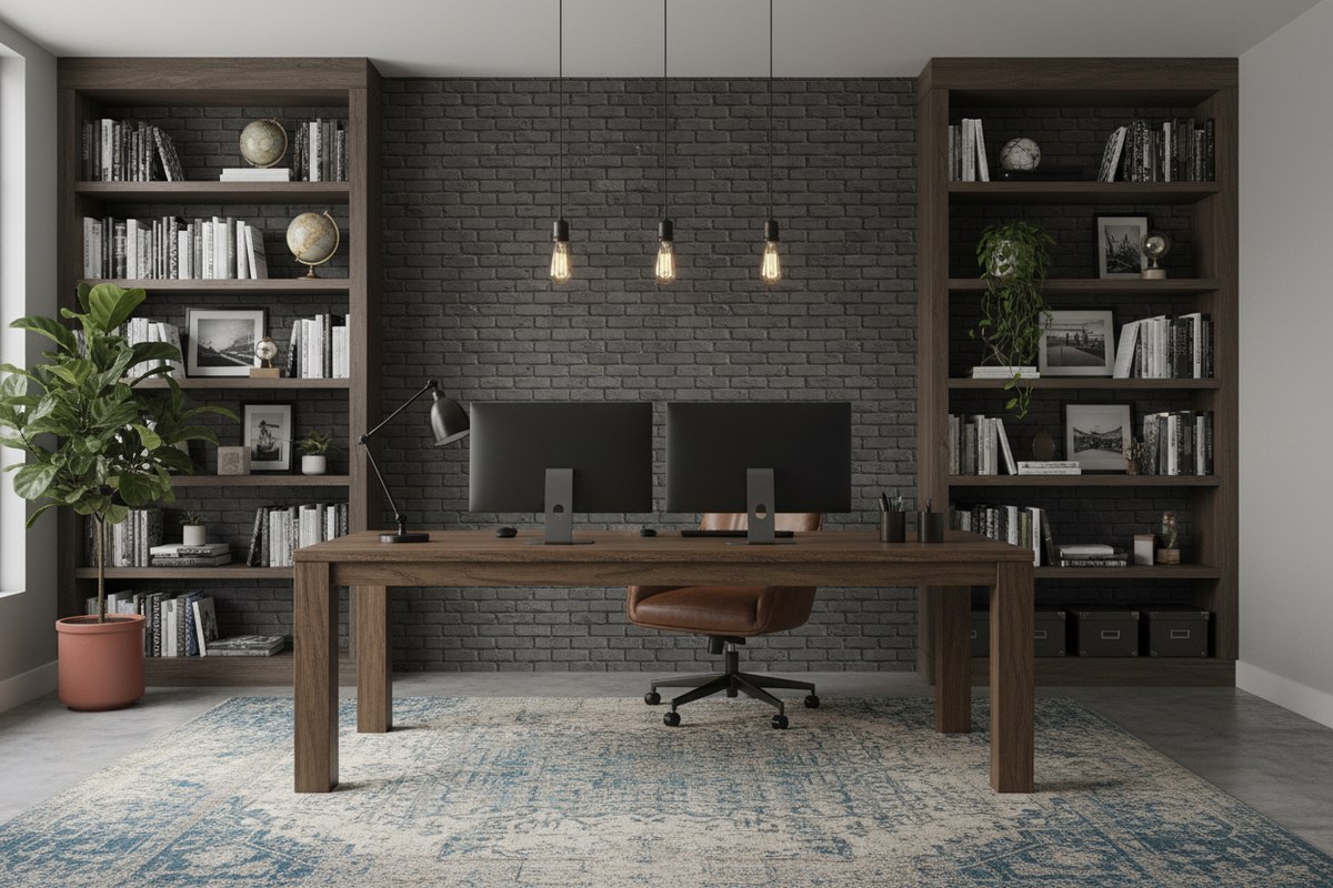 Brick Wall Wallpaper - Charcoal Grey - 48 Rolls Due July 2026