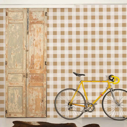 Large Gingham  Wallpaper - Curry