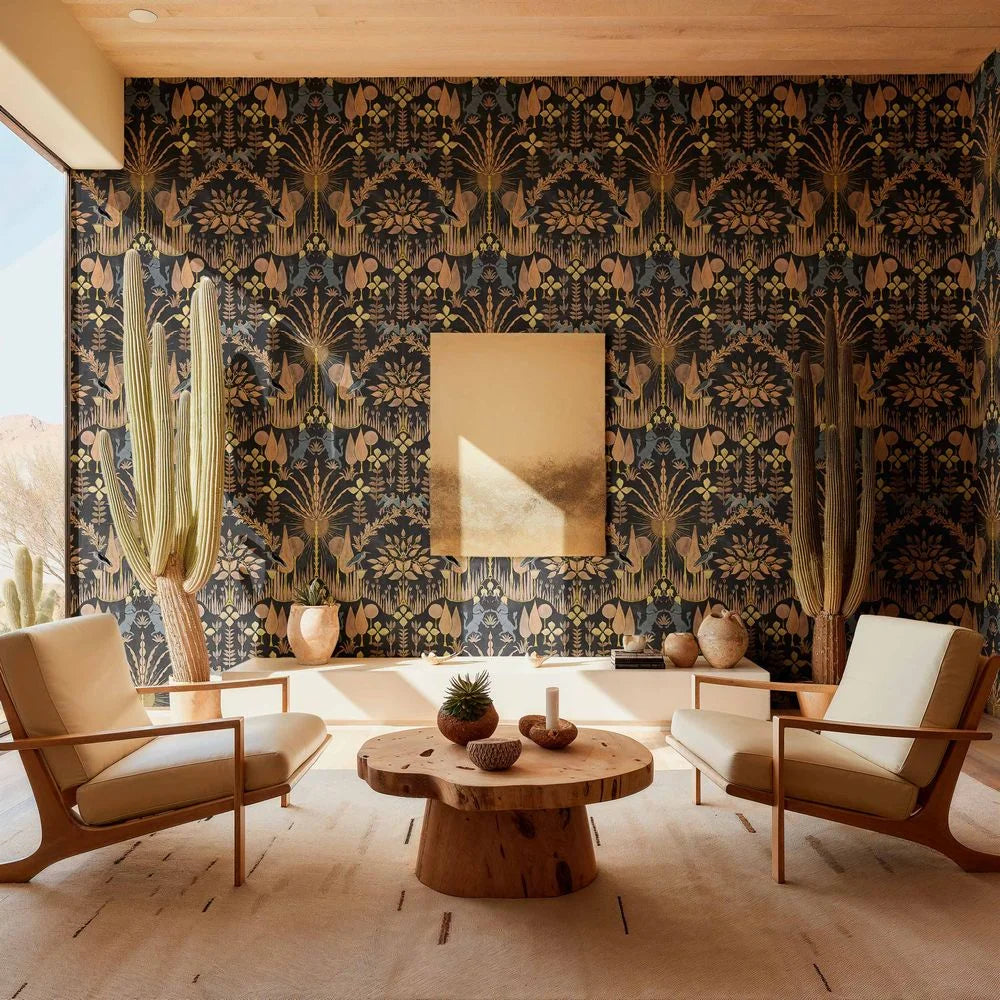Sample - Oasis  Villa Wallpaper - Black