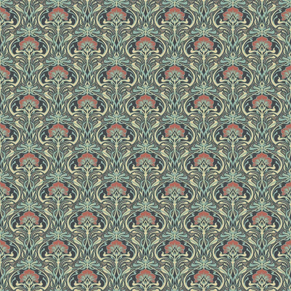 Flora Art Deco Wallpaper - Peacock Green