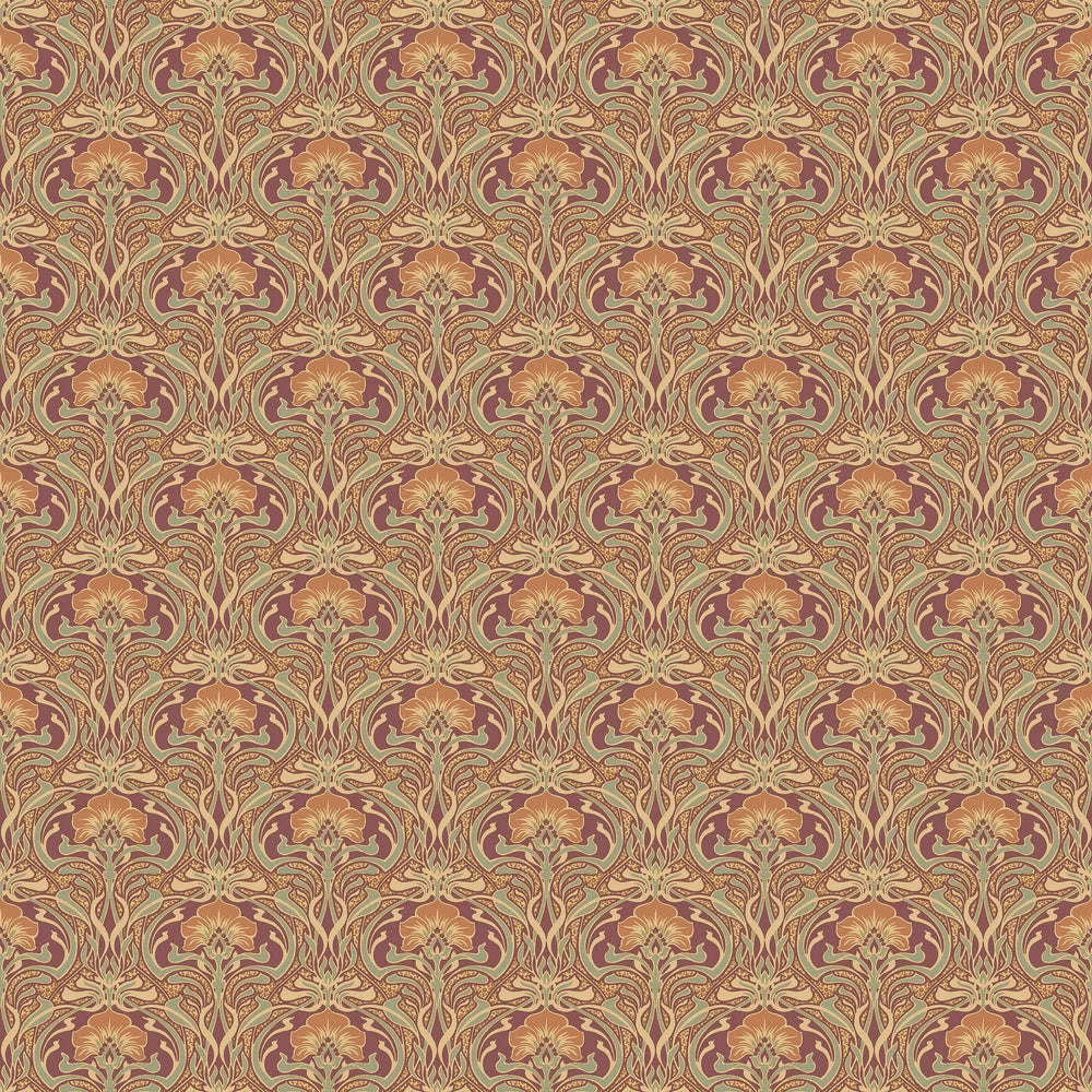 Sample - Flora Art Deco Wallpaper - Russet