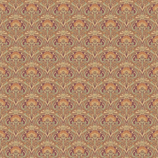 Flora Art Deco Wallpaper - Russet