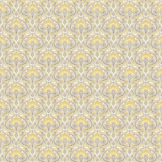 Flora Art Deco Wallpaper - Yellow