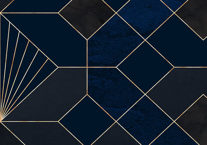Deco Obsidian - Blue - Custom Sized Wallpaper Mural (per m2)