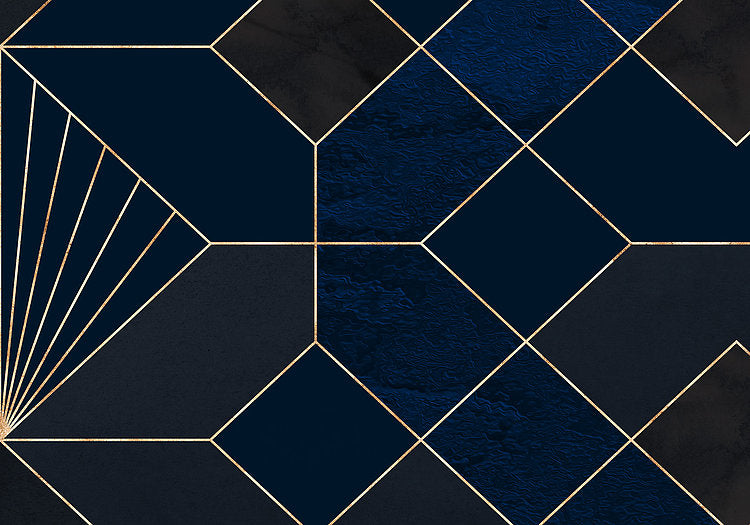 Deco Obsidian - Blue - Custom Sized Wallpaper Mural (per m2)