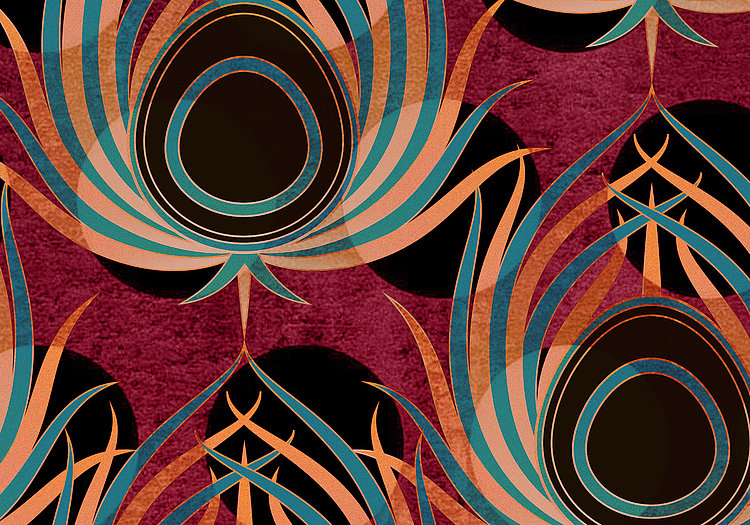 Opulent Plume - Burgundy- Custom Sized Wallpaper Mural (per m2)