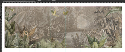 Cuba Tropics -   - Sepia - Custom Sized Wallpaper Mural (per m2)