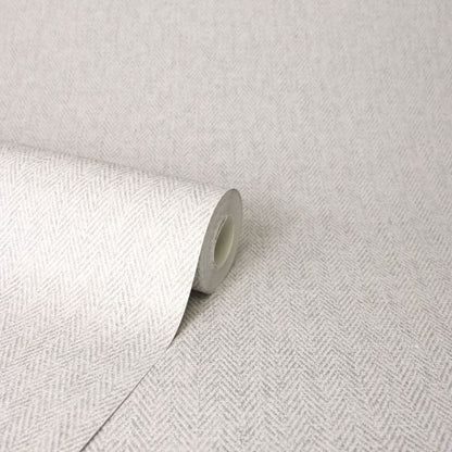 Harris Texture - Textured Herringbone Wallpaper - Grey