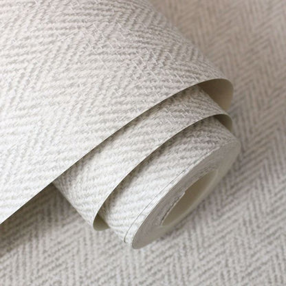 Harris Texture - Textured Herringbone Wallpaper - Grey