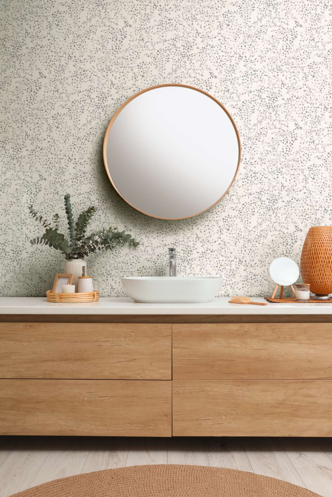 Tiny Tendrils Wallpaper - Grey/Silver/White