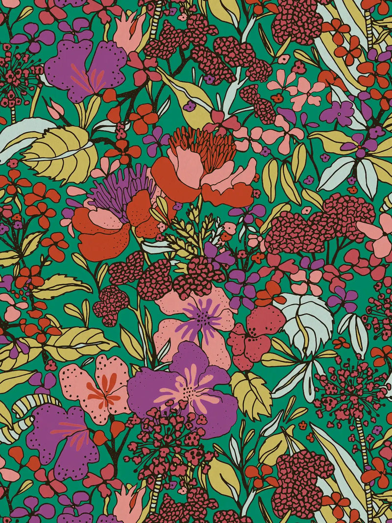 Sample - Floral Impression Wallpaper - Green