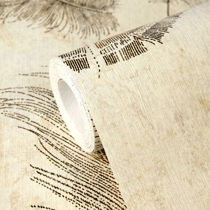 Plume Peacock Feather Vinyl Wallpaper – Natural