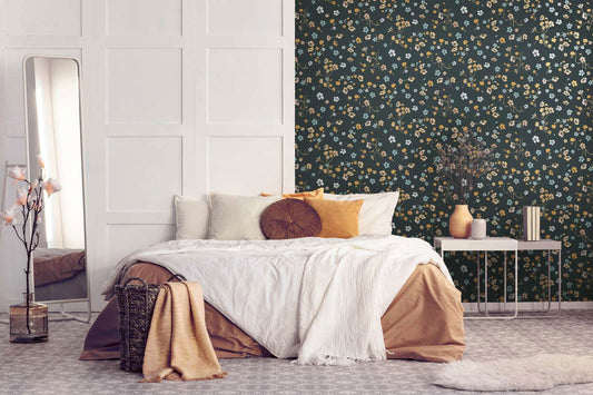 Paradise Blooms Wallpaper - Black - Discontinuing