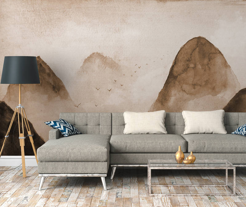 Misty Rocks - Desert Beige - Custom Sized Wallpaper Mural (per m2)