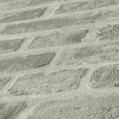 Soft Mortar Brick Wallpaper - Washed Grey - 24 Rolls Due July 2026