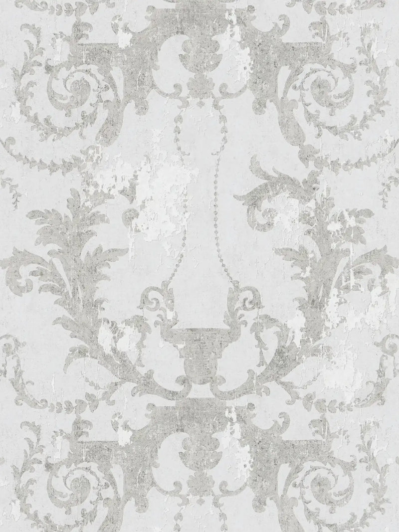 Old World Plaster Wallpaper - Grey Metallic