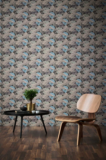 Tokyo Fish Bowl Wallpaper - Blue/Black