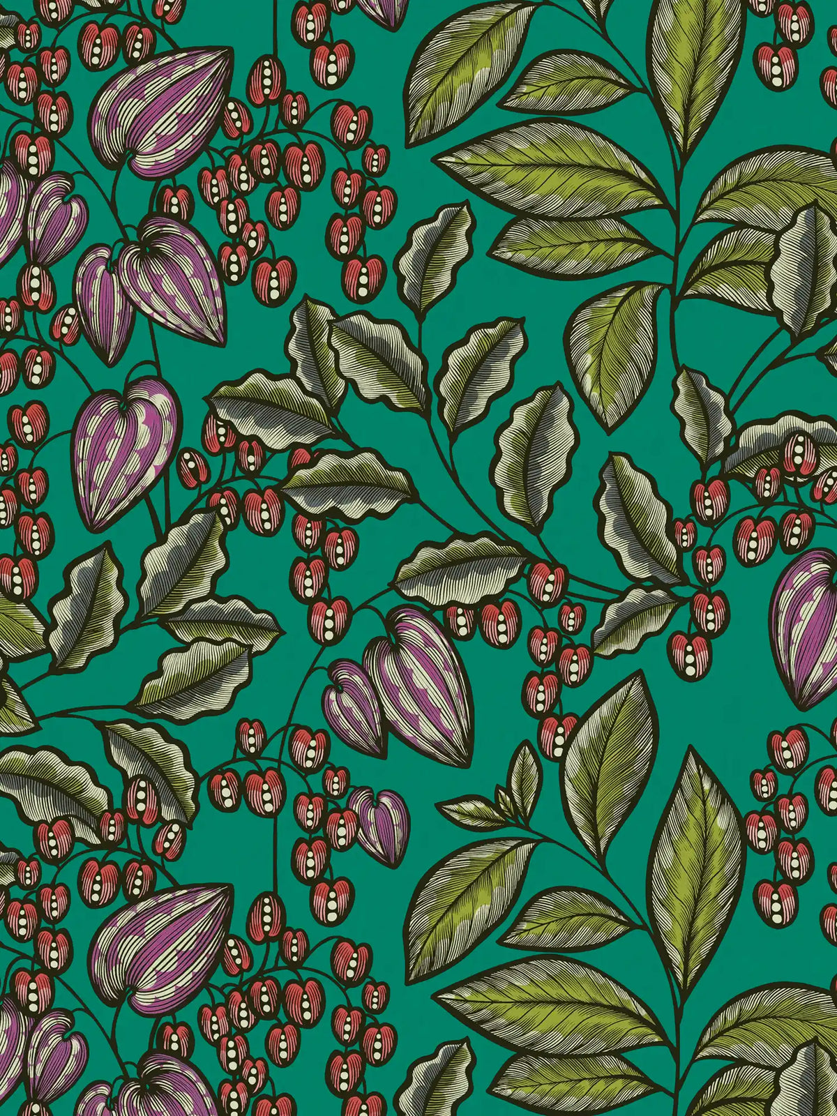 Sample - Floral Vine Wallpaper - Green