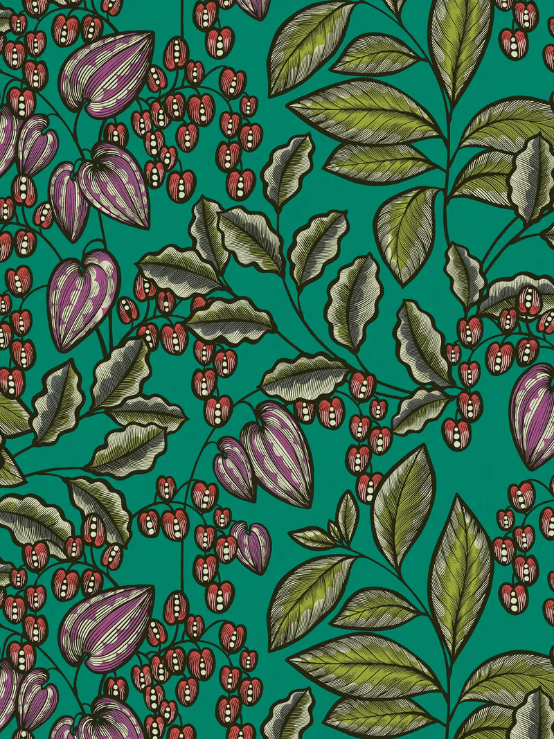 Sample - Floral Vine Wallpaper - Green
