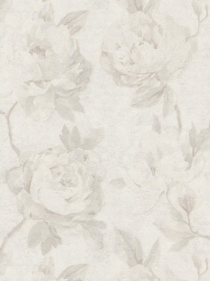 Rosalie Faded Rose wallpaper in grey – flat pattern