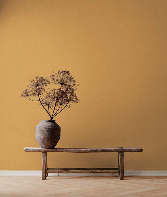 Retro Plain Chic Vinyl Wallpaper – Mustard